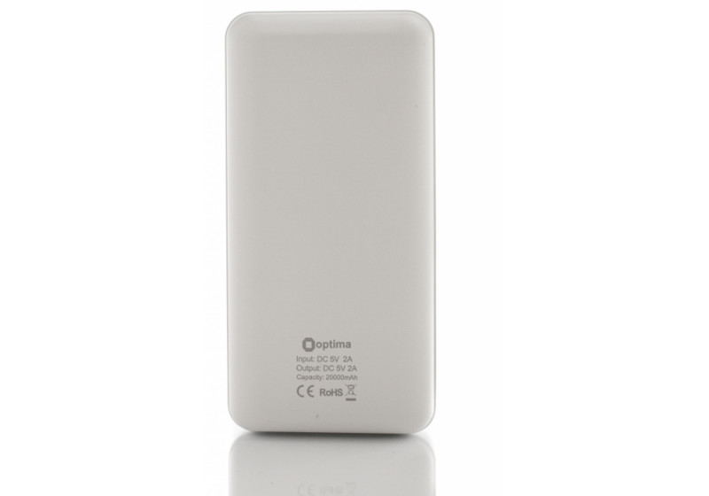 Мобільна батарея (Power Bank) Optima 4107, 20 000 mAh, 2*USB output, 5V 2.1A, колір білий