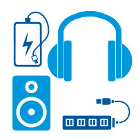 Електроніка з логотипом (зарядки, колонки, навушники) 