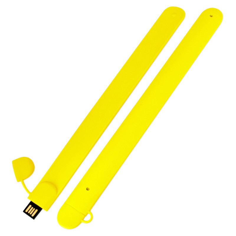 Силиконовый USB флеш-накопитель Браслет, 8ГБ, желтый цвет