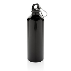 Пляшка для води XL з карабіном, 750 мл, алюминій, чорний