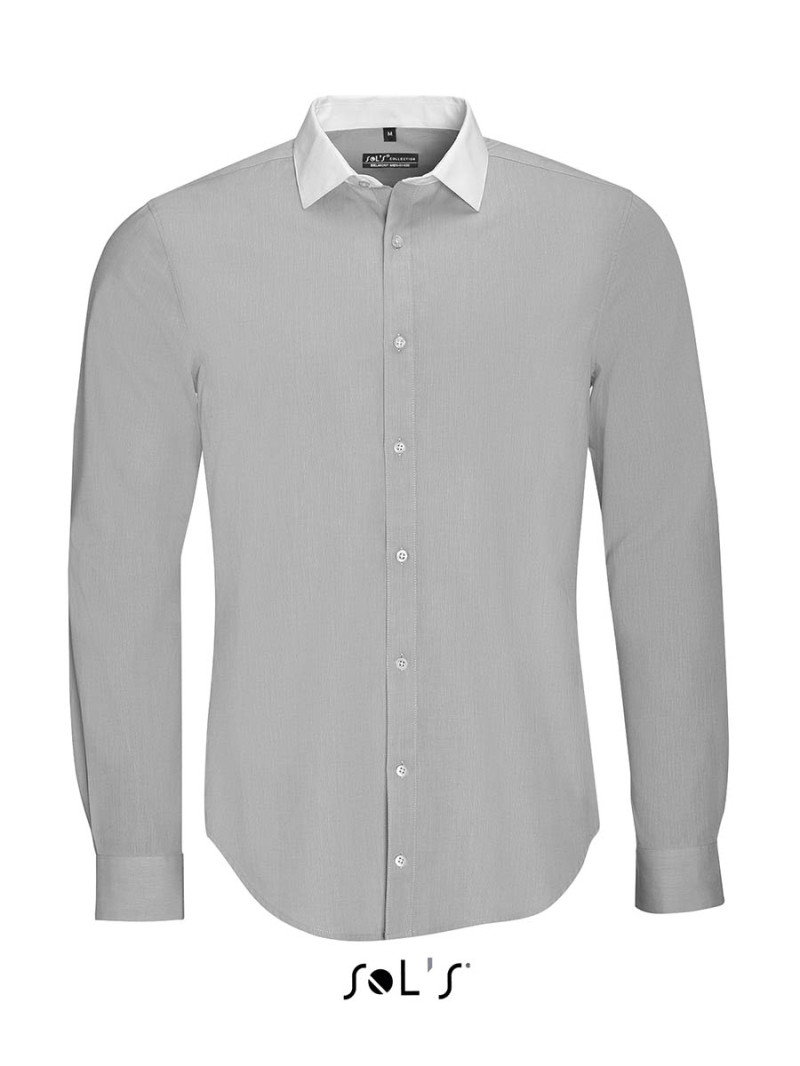 Рубашка мужская, плетение &quot;нить к нити&quot;, с длинным рукавом SOL’S BELMONT MEN