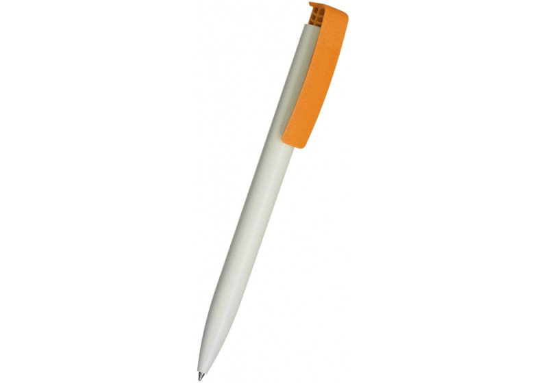 Ручка кулькова ECONOMIX PROMO MIAMI. Корпус біло-помаранчовий, пише синім