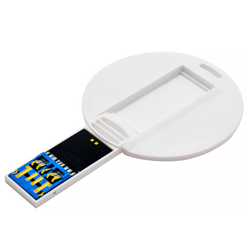 USB 3.0 флеш-накопитель в виде круглой карты, 32ГБ, белый цвет