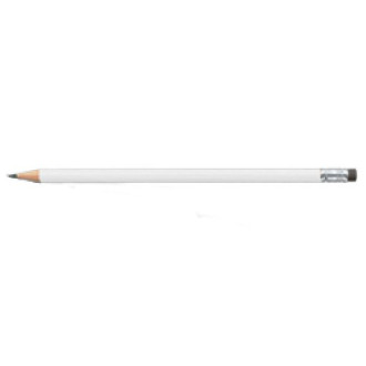 Карандаш &quot;Classic wood-cased graphite pencil&quot;, круглый, белый, держатель серебряный, ластик черный