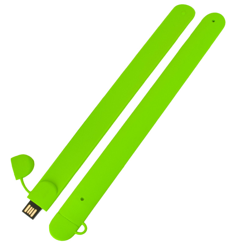 Силиконовый USB флеш-накопитель Браслет, 32ГБ, зеленый цвет