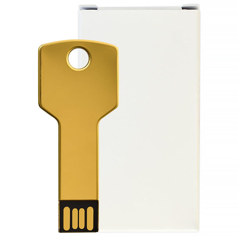 Металлический USB флеш-накопитель Ключ, 32ГБ, золотистый цвет