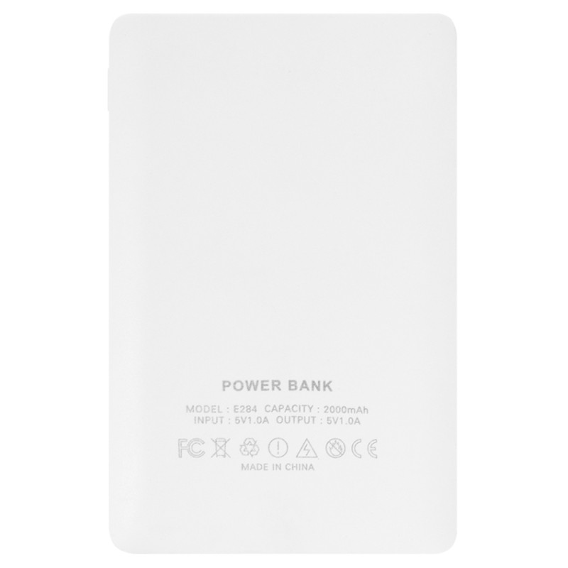 Power Bank (повербанк) в виде карточки под печать Вашего лого, 2000 mAh, синий цвет
